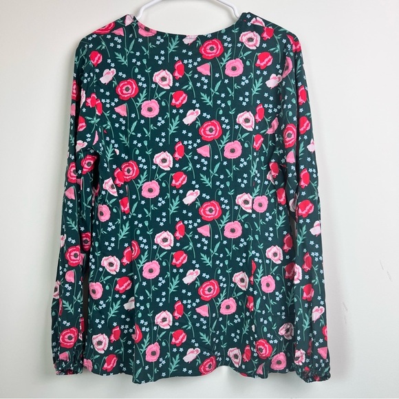 Matilda Jane Blouse Womens Medium Green Red Floral Tunic Top Button Up - Picture 3 of 6